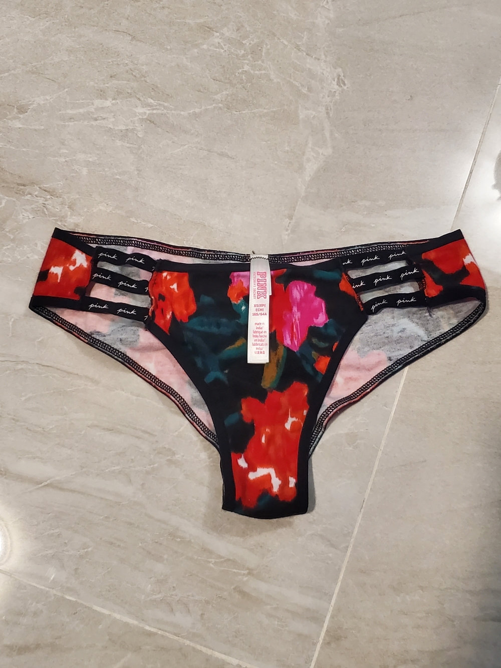 Victoria's Secret PINK Floral Hipster Bikini Bottoms - Black Multi